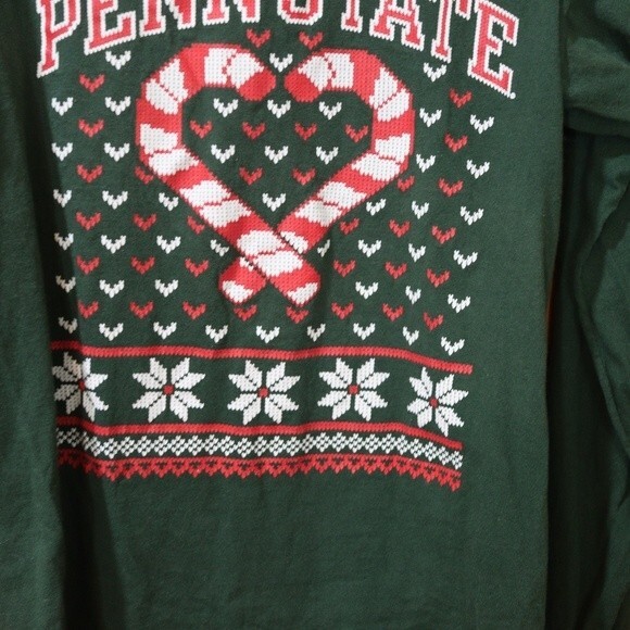 Champion Penn State Green Christmas Candy Cane  Long Sleeve Tshirt Small - Picture 5 of 11